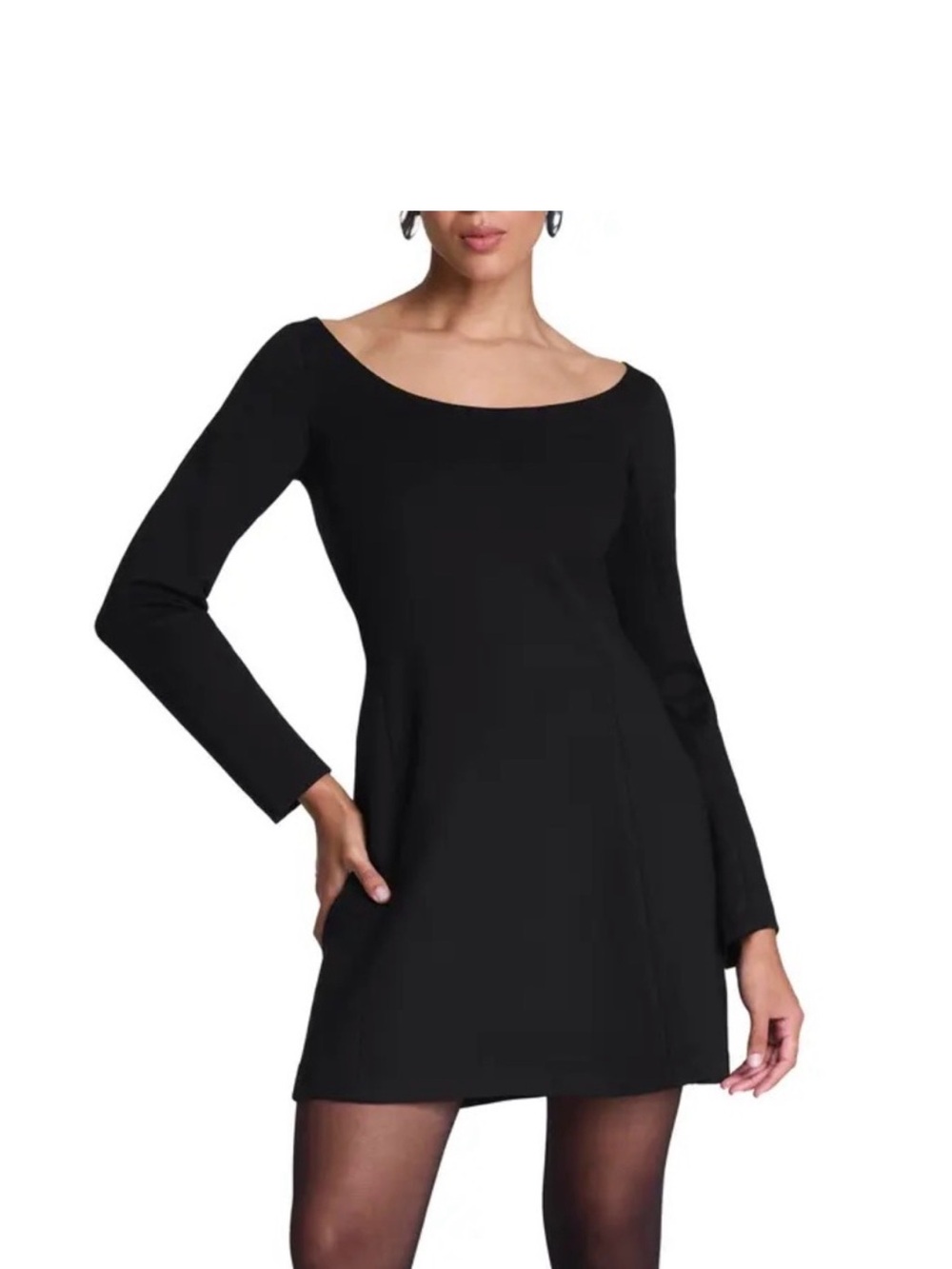 Spanx long sleeve ballet neck mini dress Classic Black Long-Sleeve Mini Dress